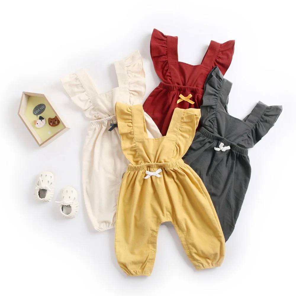 

Baby Clothing 2018 New Newborn Jumpsuits Baby Boy Girl Romper Clothes Sleeveless Autumn Ruffles Overall Pants Infant Products