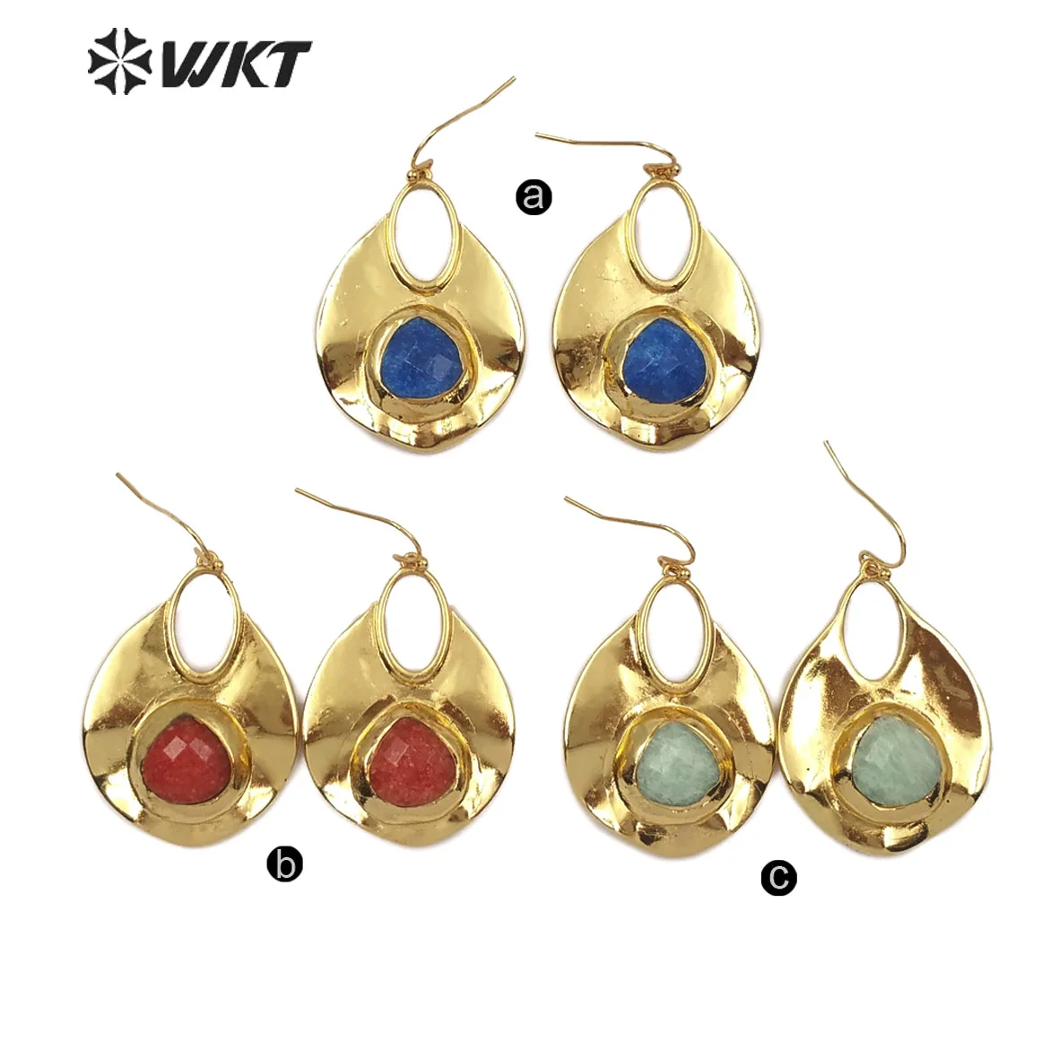 Серьги BOHO женские натуральные нефриты в форме слезы с драгоценными камнями