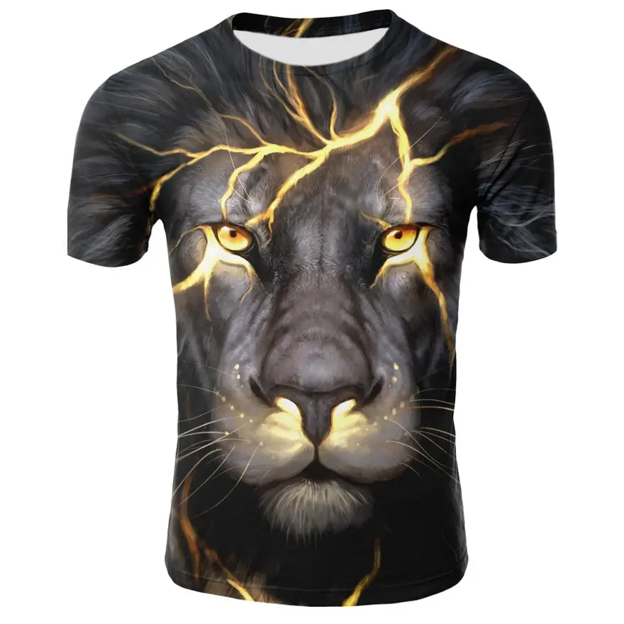 Новейшая одноцветная Мужская/Женская летняя футболка с принтом 3 d lightning lion choli