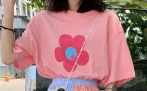 pink Tees Высокая талия лоскутное блок контрастный карамельный цвет полосатый Boho Kawaii милая Лолита Mori девушка Корейская длинная юбка миди Маргаритка/Топ/рубашка - Цвет: pink Tees