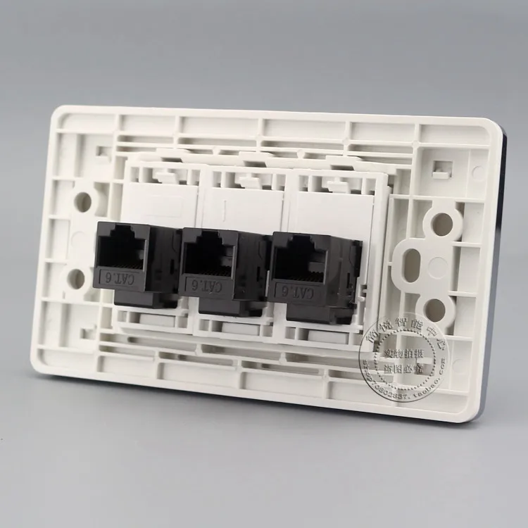 Гигабитная настенная пластина 3 порта сетевая LAN RJ45 Cat6 Jack панель розетка Адаптер