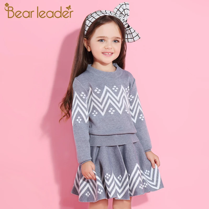 Bear leader/комплекты одежды для девочек г. Модная одежда для девочек розовая клетчатая юбка с длинными рукавами комплекты детской одежды из 2 предметов