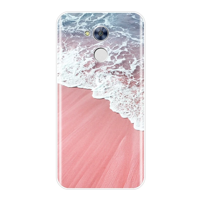 Мягкий чехол для телефона Huawei Honor 4C 5C 6C 6A Pro розовый синий Пляжная волна