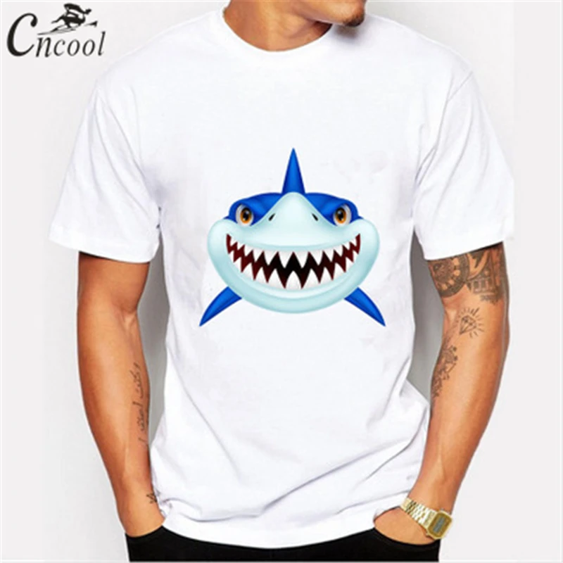 Cncool 2018 Мужская футболка уличная Забавный акула плюс Размеры Повседневное аниме