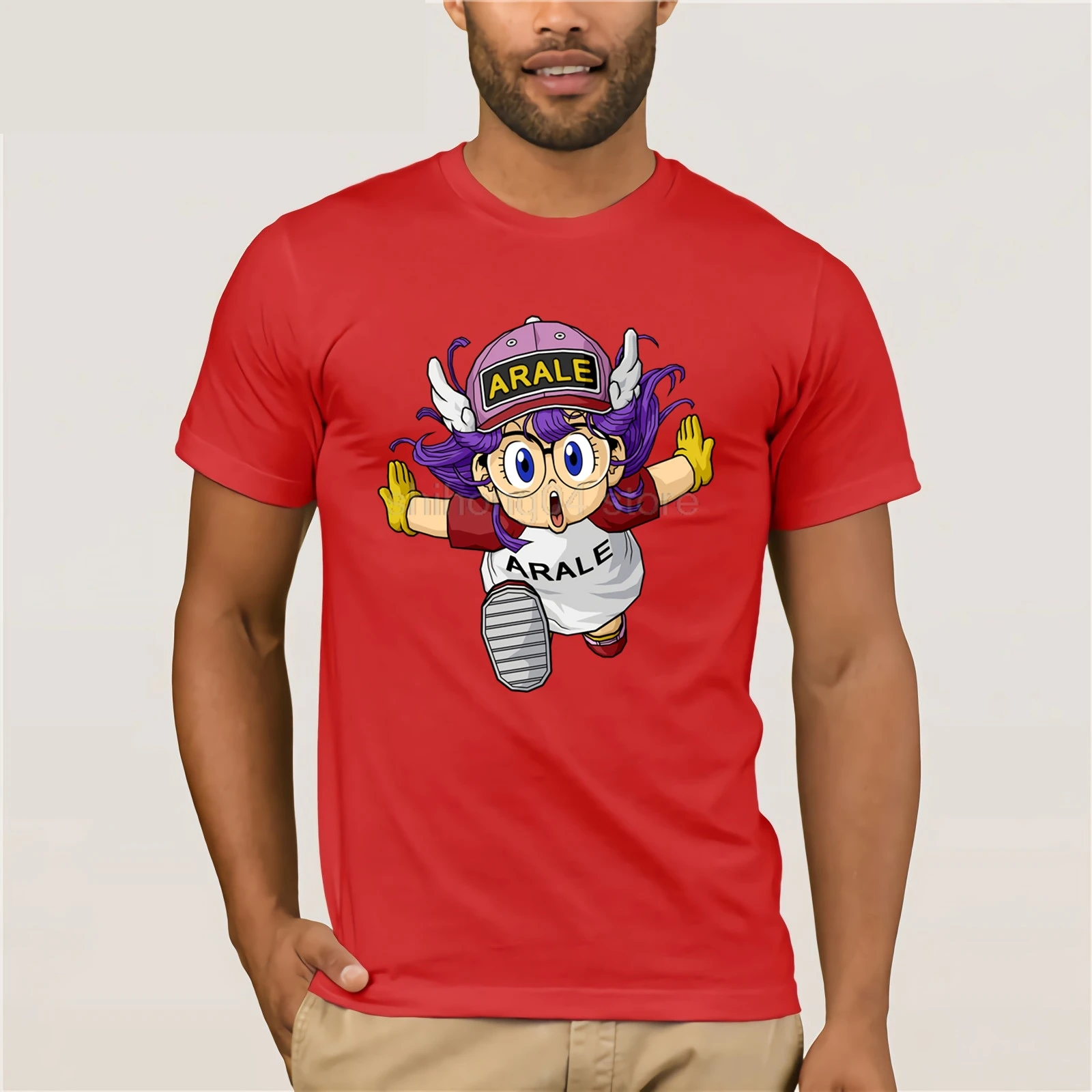 Хлопковая футболка для мужчин Arale аниме забавные футболки взрослых круглый