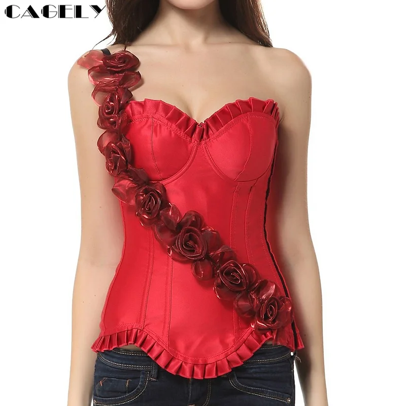 Готический корсет в стиле стимпанк с цветами топ свадебное Бюстье сексуальные