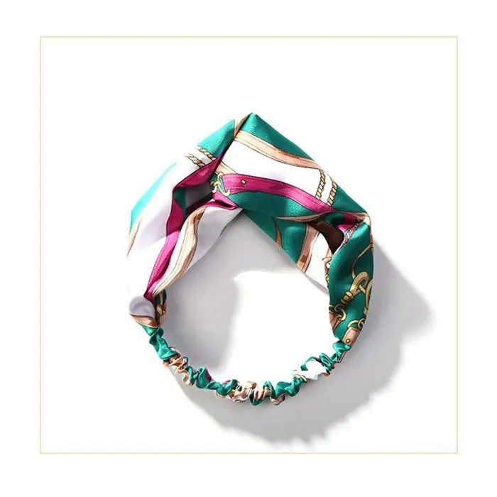 Летнее богемное волос печати повязки ретро крест тюрбан Головные уборы банданы