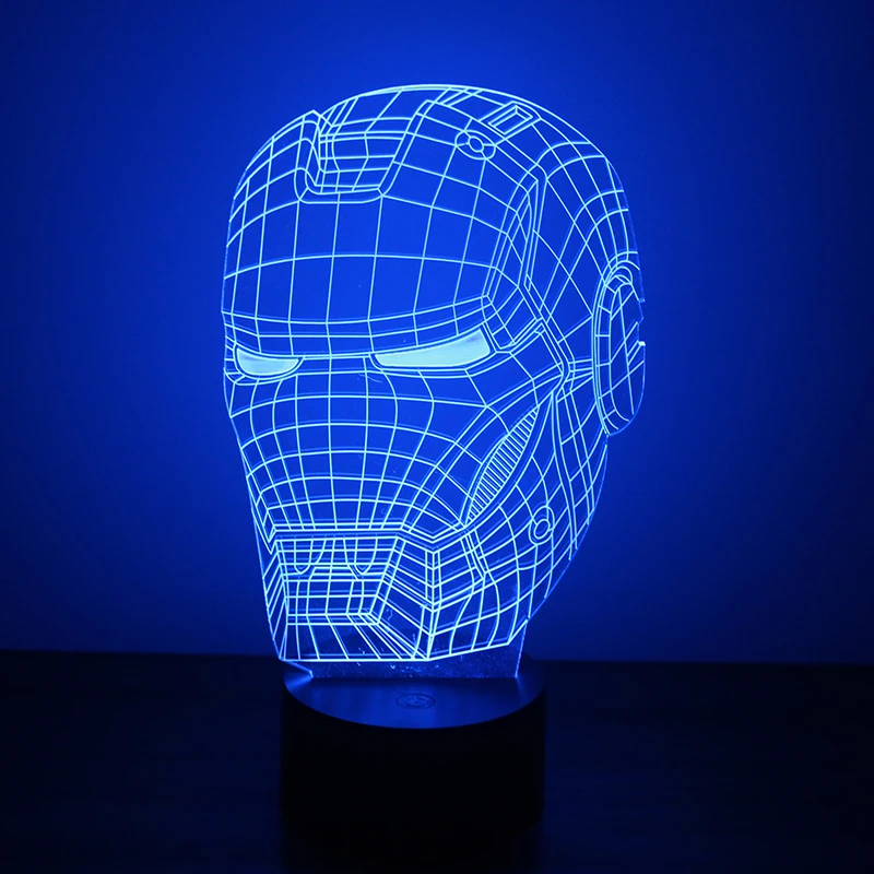 3D светодиодный маска Железного человека настольная лампа USB визуальный светильник прикроватные ночные декоративные светильники Ночник светильник креативный отличный подарок для детей