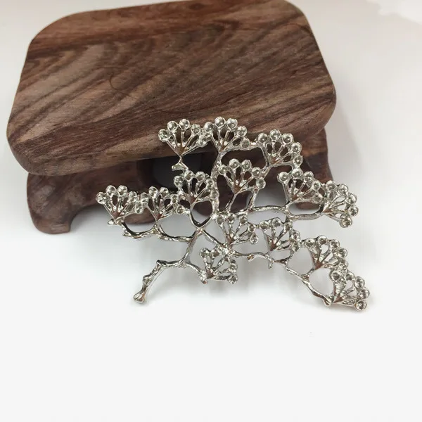 Rhodium 10 шт./лот 66x53 мм металлическое дерево цветок Мотив для Diy ожерелье ювелирных изделий комплектующие ручной работы ремесло поставки оптом - Цвет: Rhodium