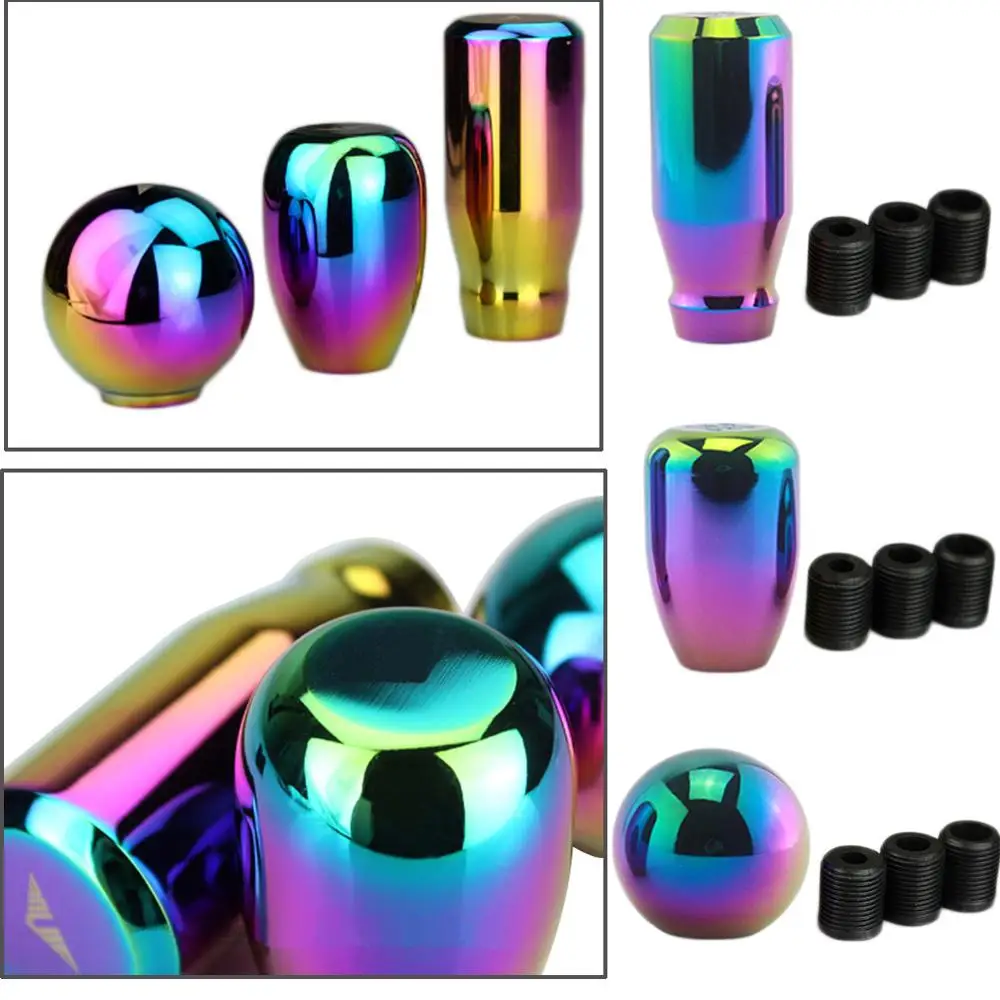 Rainbow Color Gear Shift Knob for AT MT Shifter Lever 3 Aadapters switching adapters Cool Funny Automobile Accessories