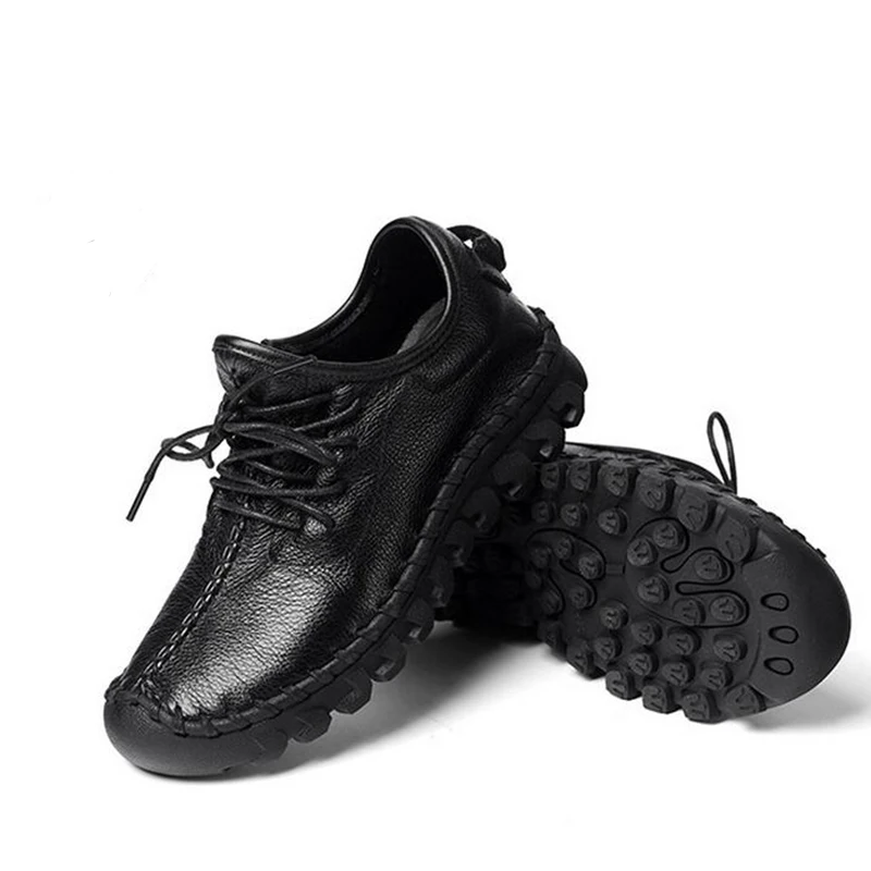 Кожаная обувь ручной работы женская на плоской подошве повседневная без