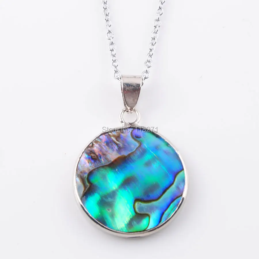 Pendant Chain WOJIAER натуральный Новая Зеландия ушка в виде ракушки камень драгоценный круглый бусины кулон для женщин ювелирные изделия 1 шт. PN3651 - Окраска металла: Pendant Chain