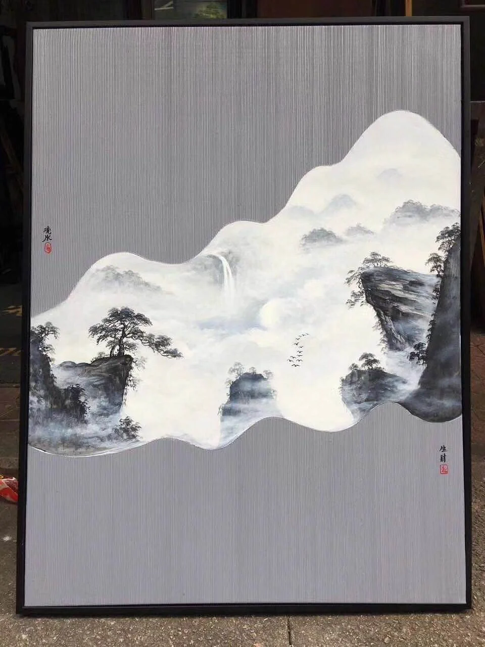 Ручная работа китайские чернила и покраска с рамкой для украшения стен гостиной |