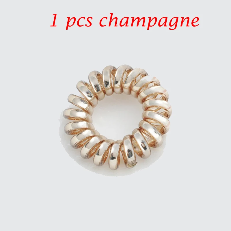 1PCS champagne Генные эластичные резинки для волос, резинки для волос, головные уборы, спиральная форма, конский хвост, резинки для волос, веревка для волос, телефонный провод волосы, аксессуары - Цвет: 1PCS champagne