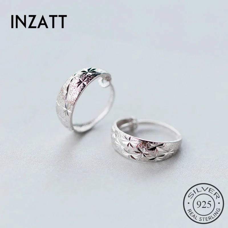 INZATT, настоящее 925 пробы, серебряные, классические, этнические, Гипсофилы, резьба, серьги-кольца для женщин, вечерние, модные ювелирные изделия, милые аксессуары