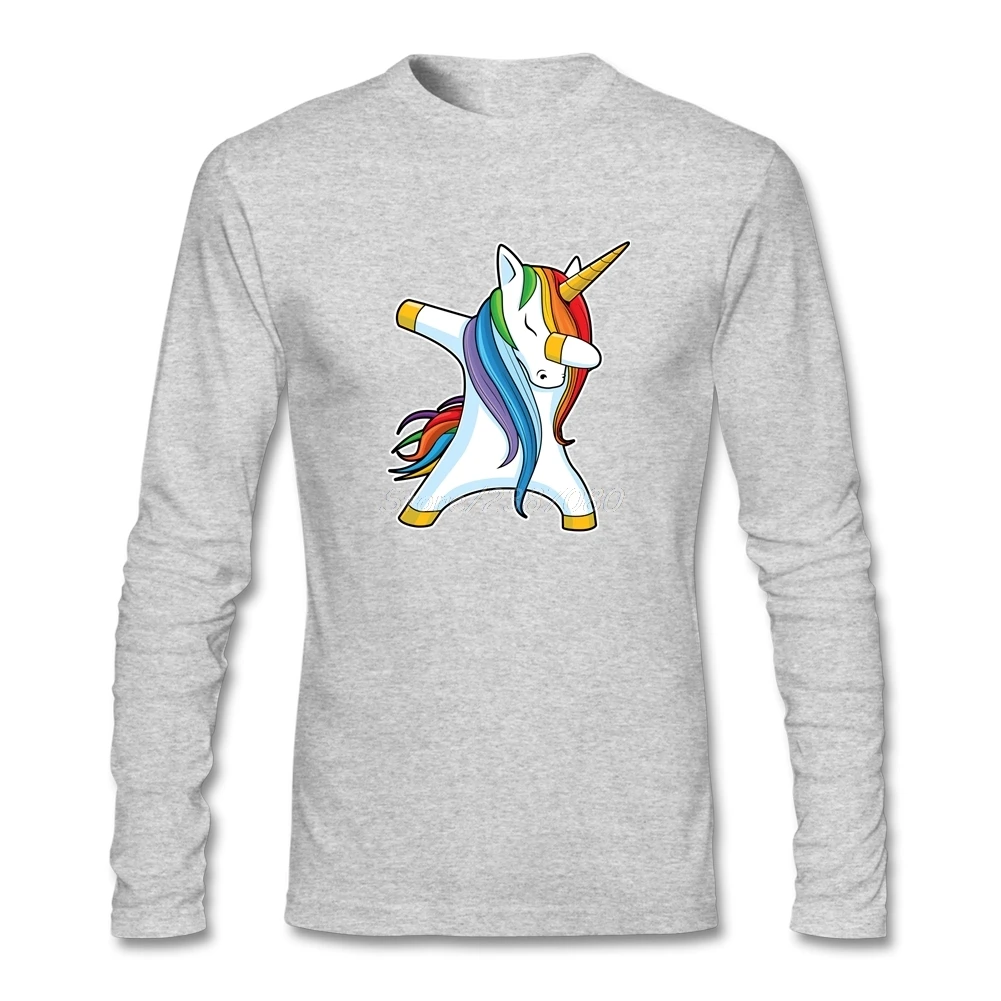 Единорог вытирая Dab танцевальная футболка с длинным рукавом Мужская одежда