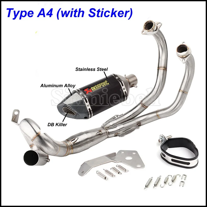 Type A4(sticker) Akrapovic выхлопной мотоцикл глушитель полная система Escape Moto для Yamaha MT07 fzfz07 FZ-07 Tracer(-) XSR700 - Цвет: Type A4(sticker)