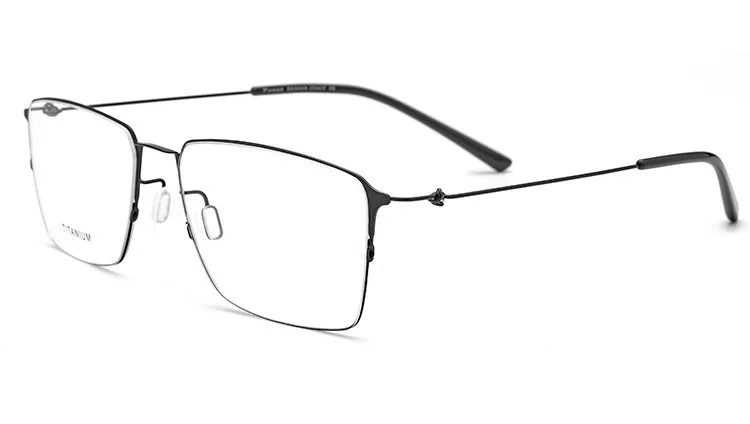 C1. Black Frame Электрическая оправа из титанового сплава для оптических очков, мужские ультралегкие квадратные очки для близорукости по рецепту, мужские полубезвинтовые очки - Цвет оправы: C1. Black Frame