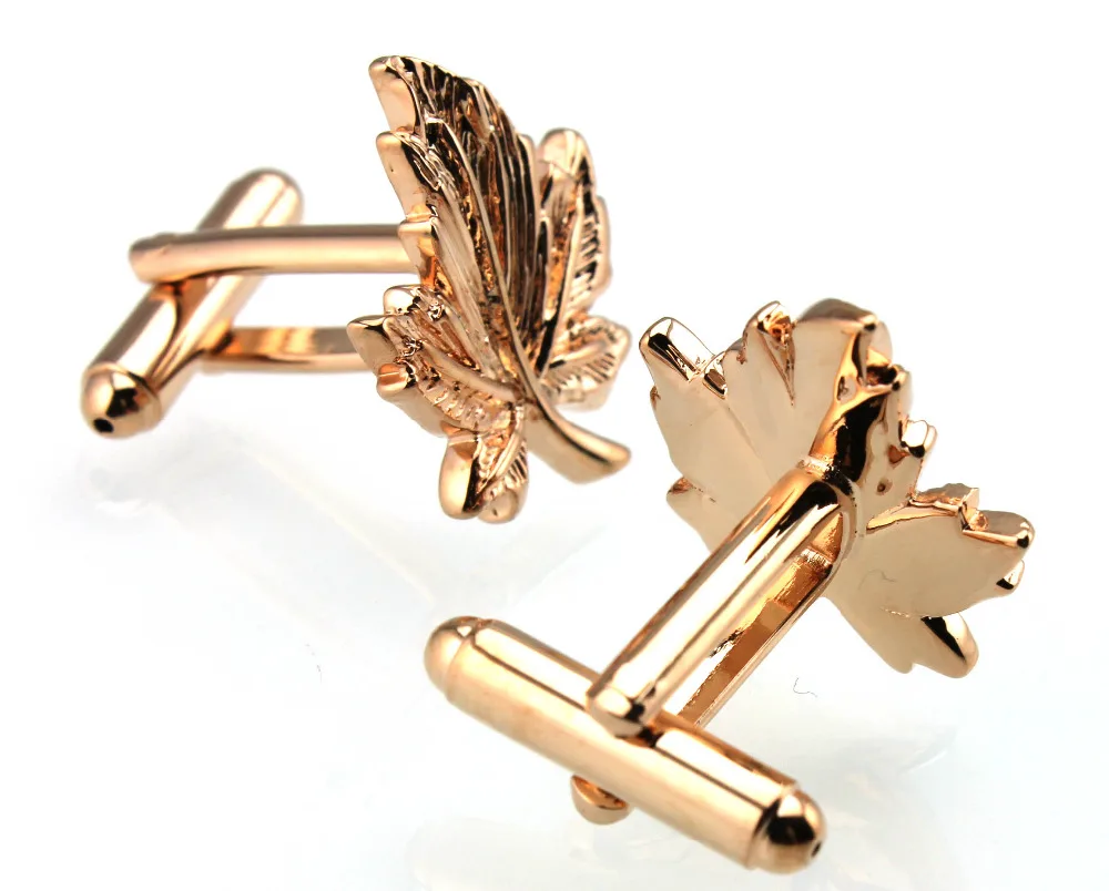 Sunnylink мужские запонки кленовый лист розовое золото для рубашки M3669 22 мм|gold cufflinks|f