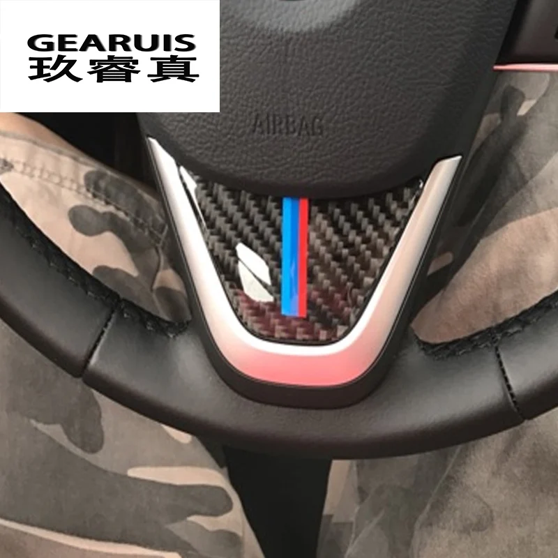 Автомобильный Стайлинг наклейки на рулевое колесо из углеродного волокна с