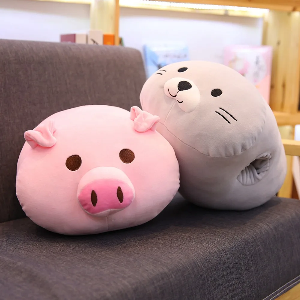 

40cm*30cm Kawaii Plush Unicorn Seals Hand Warmer Stuffed Soft Pig Dinosaur Pillow Doll Birthday Gifts Christmas Toys