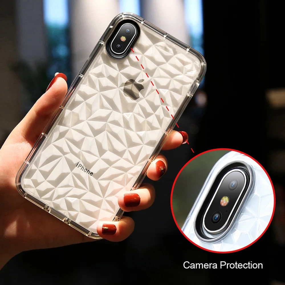 KISSCASE Ультра Тонкий силиконовый чехол для iPhone 8 7 6s плюс Чехол X 3D Глянцевая ромба