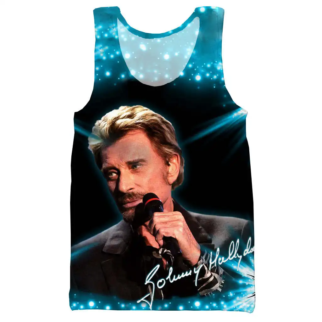 Топ на бретелях Giant star Johnny Hallyday с 3D принтом для мужчин модный крутой летний топ и