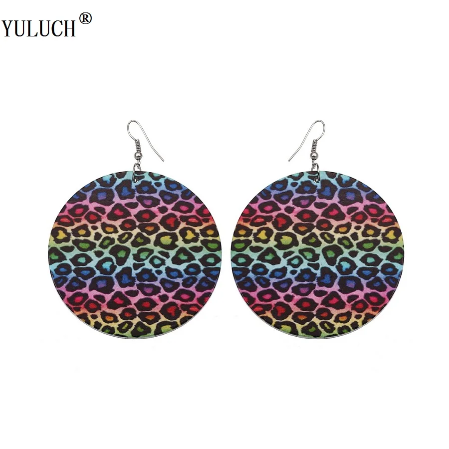 

Серьги YULUCH из натурального дерева, новый дизайн 2018, деревянные серьги ручной работы с разноцветным принтом, деревянные серьги в этническом ...