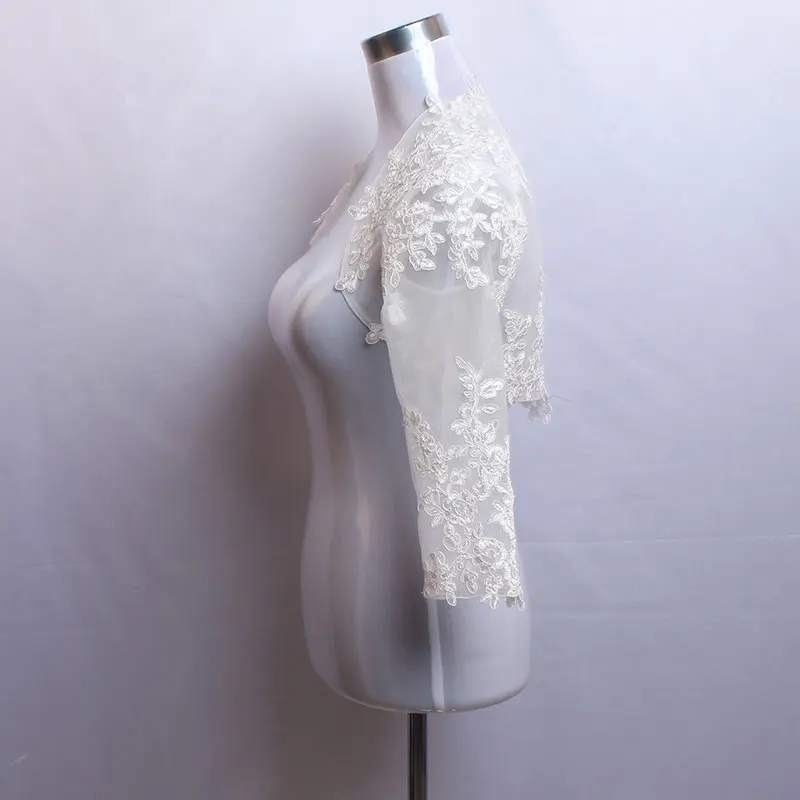 Новинка 2017 высококачественное кружевное болеро с рукавом 3/4 для свадьбы куртка