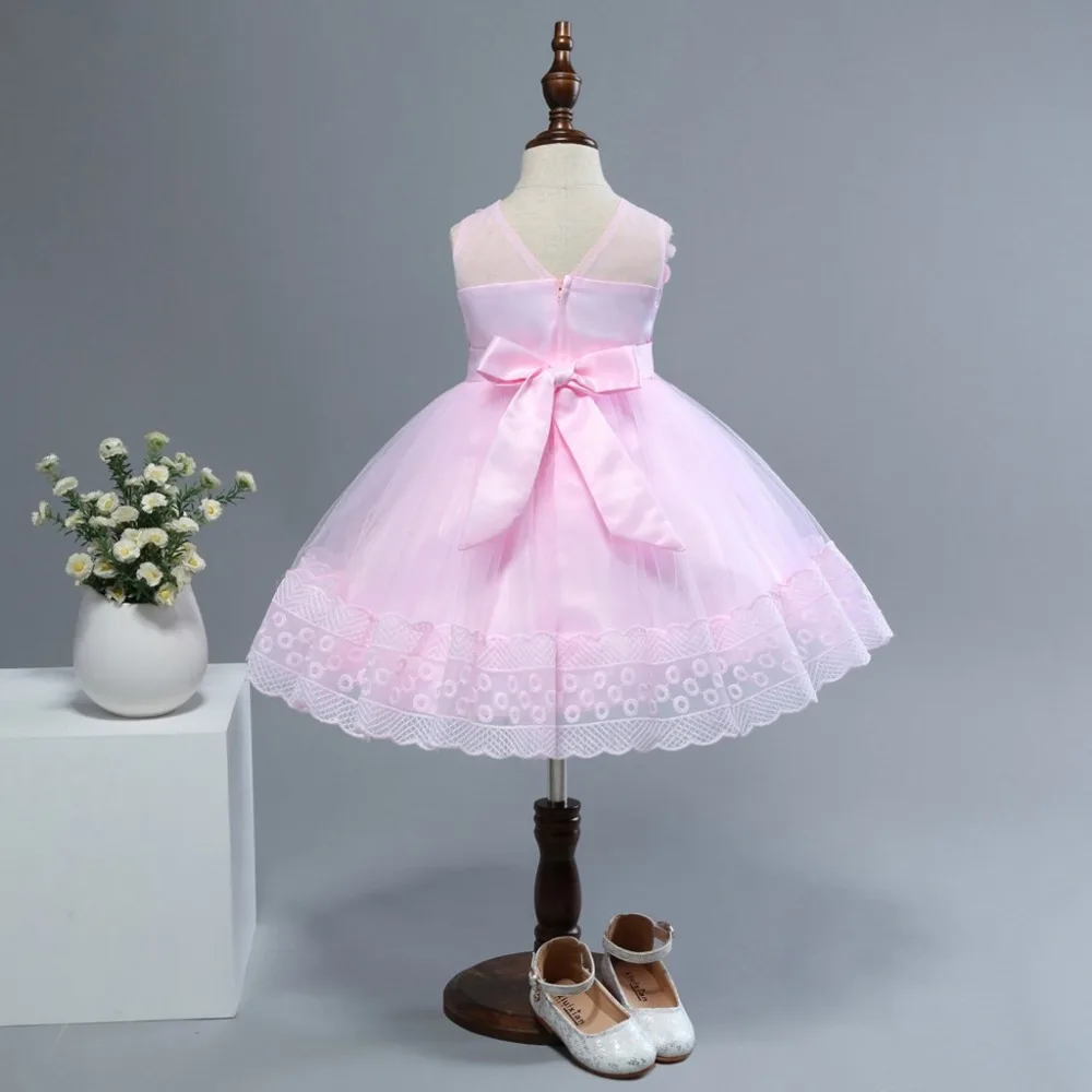 Новинка 2019 детское кружевное платье-пачка принцессы с бантом и цветочным
