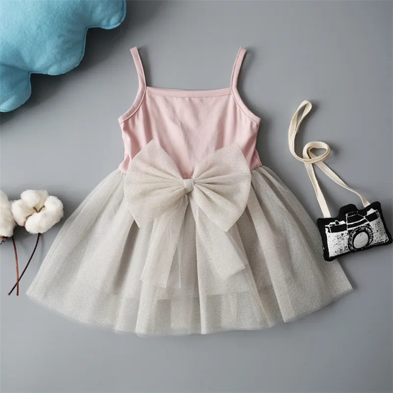 MBBGJOY Baby Girls Dress Overalls Summer 0-3Y Children Kids Girl Mesh Cotton Straps Dresses Sleeveless Solid Clothes | Детская одежда и