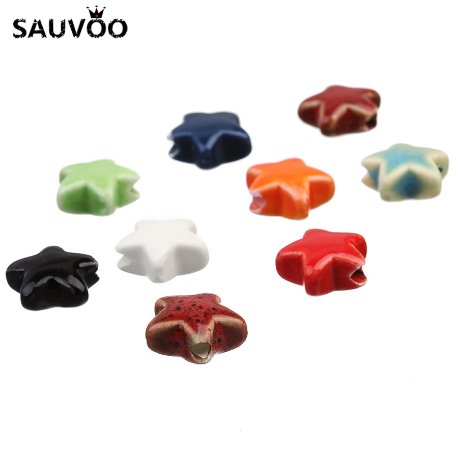 Большие керамические шармы SAUVOO 20 шт. 8 цветов 14 мм для браслетов ожерелий