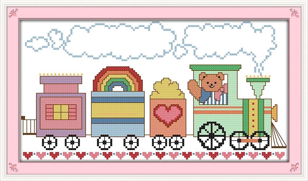 The little train 2 cross stitch kit aida 14ct 11ct count printed canvas stitches embroidery DIY handmade needlework | Дом и сад