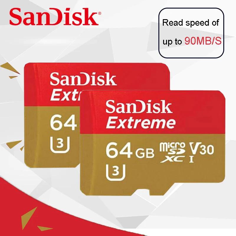 SanDisk Extreme tarjeta micro sd card class 10 64gb Memory Card microSDXC U3 v30 90MB/S Microsd Cartao de Memoria TF | Компьютеры и