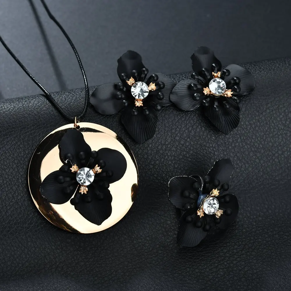 ZHIMO Новые Роскошные Очаровательные Ювелирные наборы с большим цветком для женщин