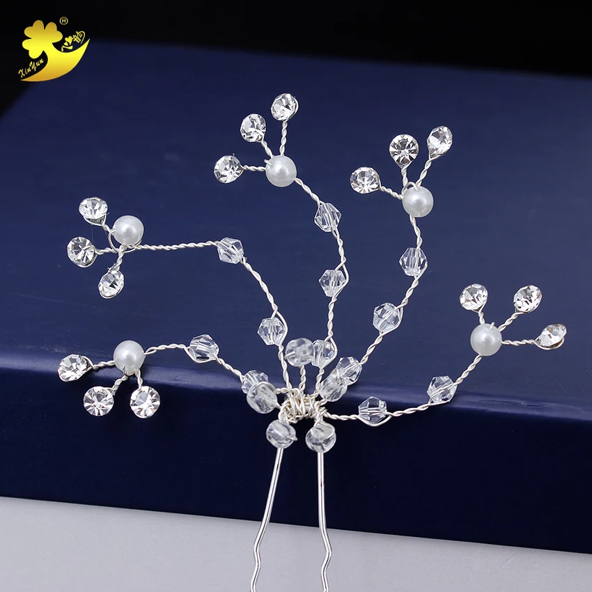 XinYun свадебные заколки для волос Искусственный жемчуг цветок женские хрустальные