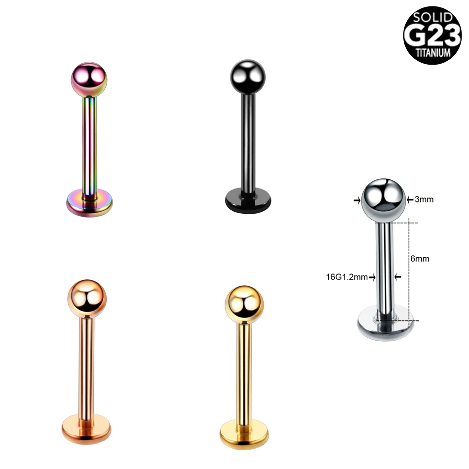 5PCS Titanium Labret Helix Tragus Piercing Fake Clip on Nose Stud Rings Nostril Earring Cartilage Septum Rings Piercing Jewelry - Metal color: Style1 1.2x6x3mm
