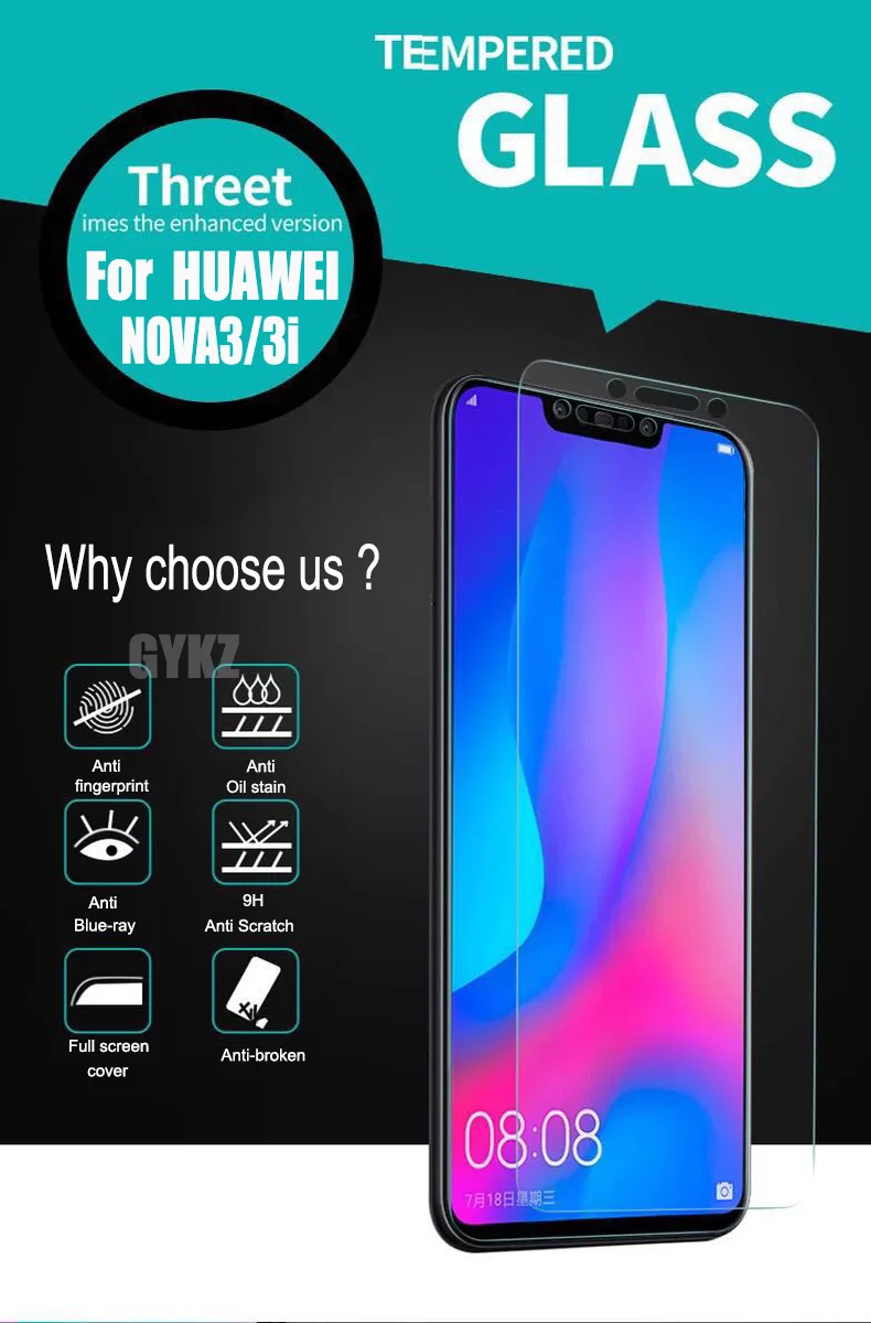 2 шт закаленное стекло для huawei nova 3 nova 3i защита экрана взрывозащищенное Закаленное стекло для huawei nova 3i 3 стеклянная пленка
