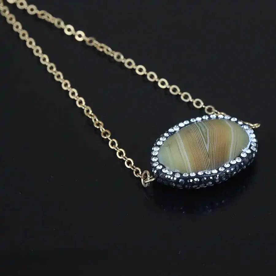 Ожерелье женское Ювелирное Украшение 2015 Кварцевая подвеска с кристаллом 24 К