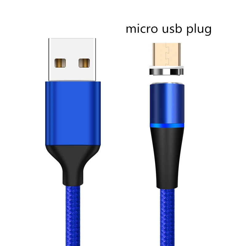 blue micro plug SUNPHG 3A быстрой зарядки Магнитный кабель Зарядное устройство для iPhone xs Макс микро Тип usb C кабель для samsung s9 Мобильный телефон провода - Цвет: blue micro plug