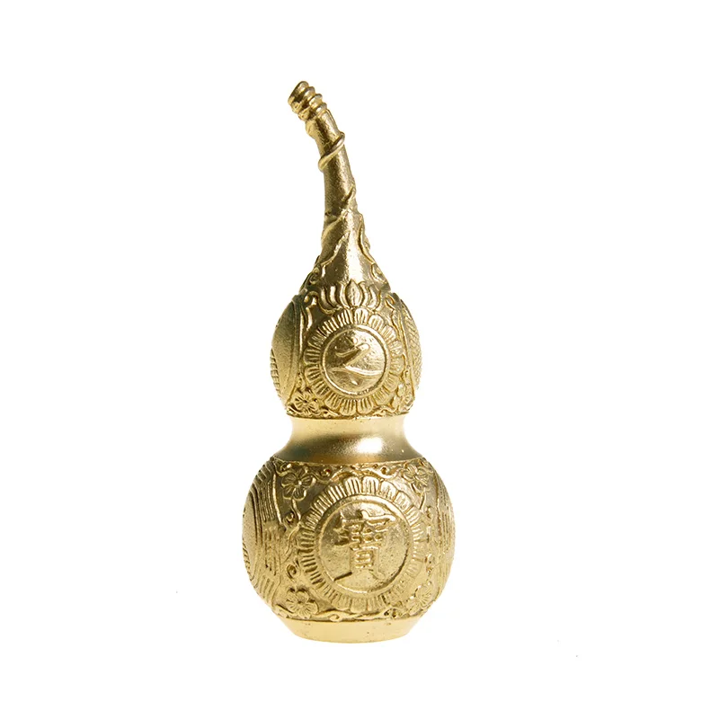 

Chinese Feng Shui wu lou Hu Lu Copper Gourd Amulet Brass FOR Protection Good Health Vintage Home Decoration Accessories Fengshui