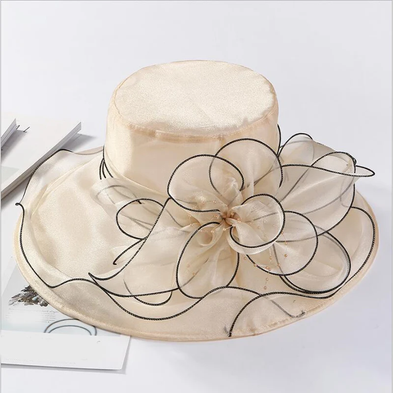 Шляпа Женская Солнцезащитная с широкими полями элегантный модный головной убор