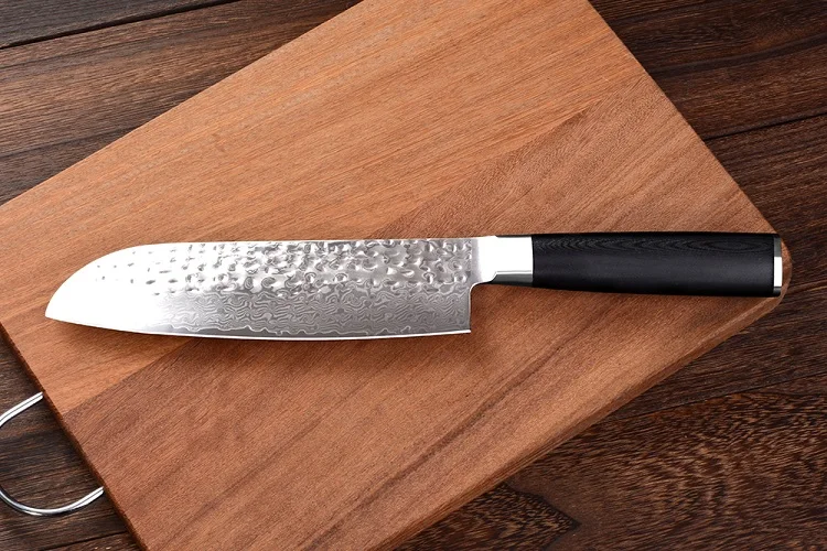 Продукт 7 дюймов Дамасская кухня Santoku kinfe для мяса с G10 ручкой