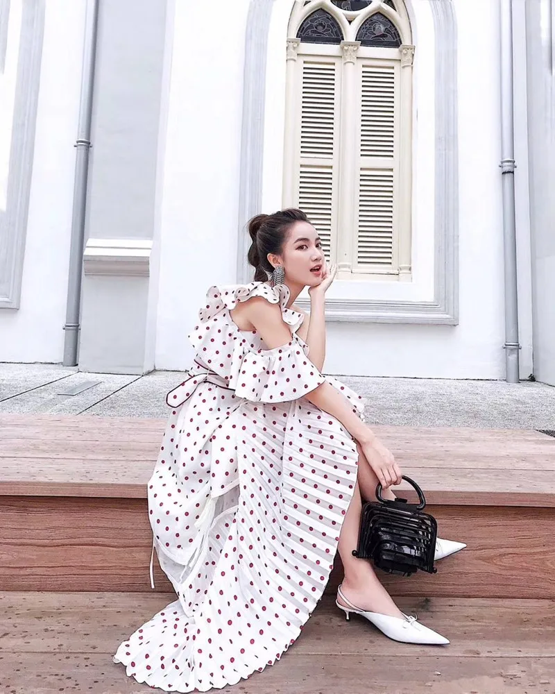 Высококачественное платье для автопортретов 2018 женское Плиссированное длинное