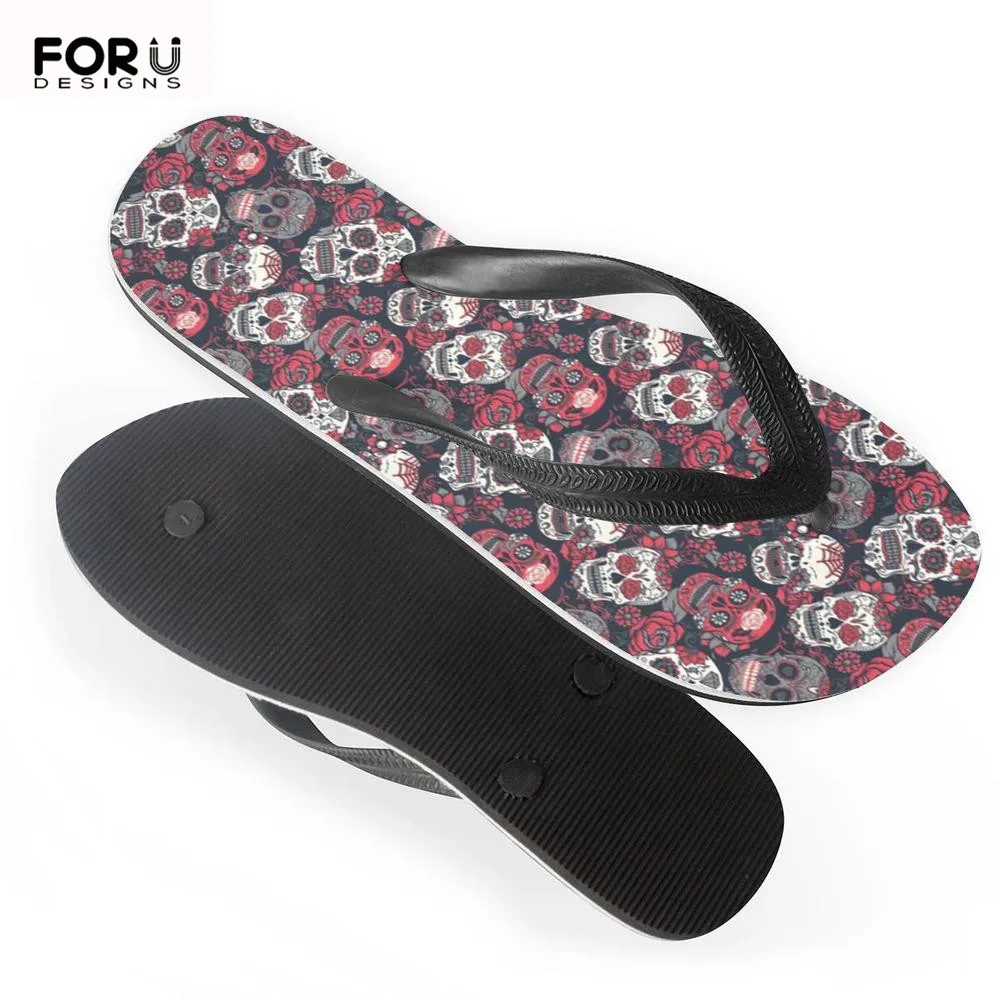FORUDESIGNS/женские сланцы с объемным рисунком сахарного скелета брендовая пляжная