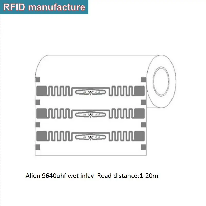 UHF RFID влажная инкрустация 9640 бирок Alien H3 пассивный epc 96 бит клейкий длинный УВЧ labe
