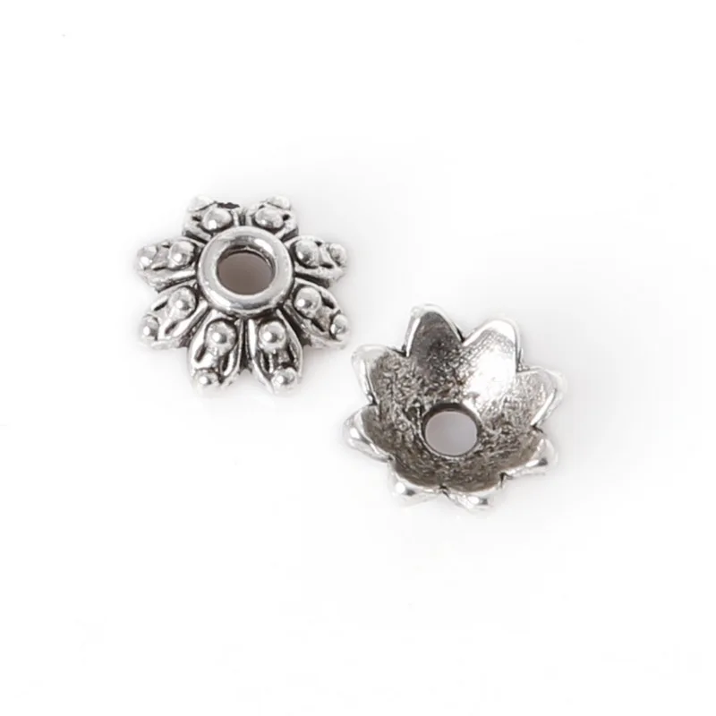 DIY Craft Charms 36 шт./лот 7x3 мм Круглые античные посеребренные колпачки из сплава цинка с