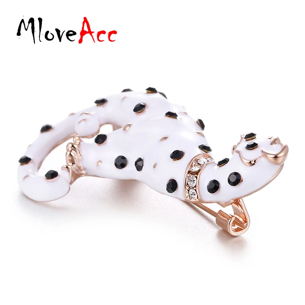 MloveAcc White Enamel Black Spots Leopard Brooches Women Men's Alloy Animal Brooch Pins Girls' Bag Broche Gifts | Украшения и