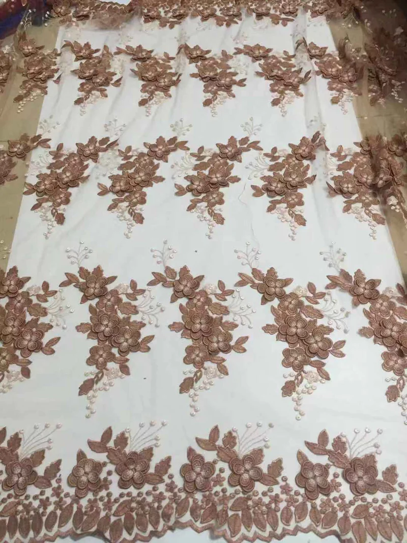 Красивая Белая французская сетчатая кружевная ткань нежная 3D Тюлевая с