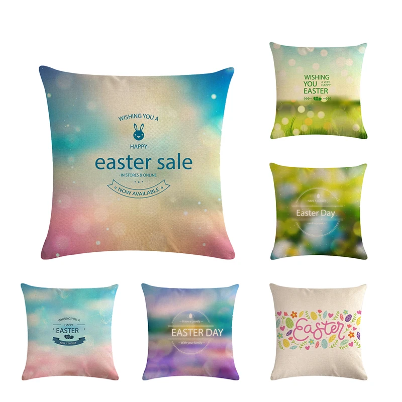 

Happy Easter Sale In Stores&Online Pillow Cases Linen Home Decor Pillow Case Cushion Cover 45cmX45cm For Sofa Car Square ZY561